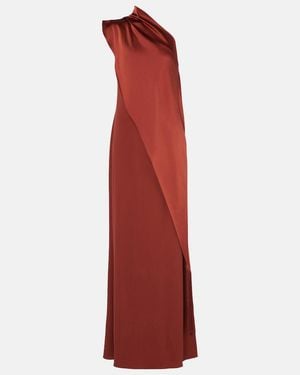 ‎Taller Marmo Berenson Fringed One-Shoulder Gown - Red