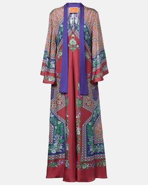 La DoubleJ Magnifico Printed Silk Maxi Dress - Red
