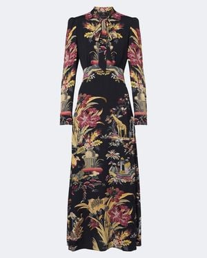 Etro Printed Crepe De Chine Maxi Dress - Black
