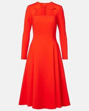 Oscar de la Renta Cutout Wool-Blend Cocktail Dress - Red
