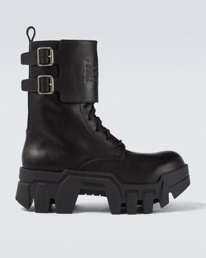 Balenciaga Schnuerstiefel Bulldozer Aus Leder - Schwarz