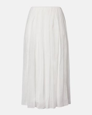 Brunello Cucinelli Cotton And Tulle Midi Skirt - White