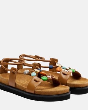 Loewe Paula's Ibiza Sandalen Pebble Beads Aus Leder - Braun