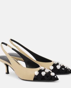 The Attico Fiona 50 Embellished Leather Slingback Court Shoes - Metallic