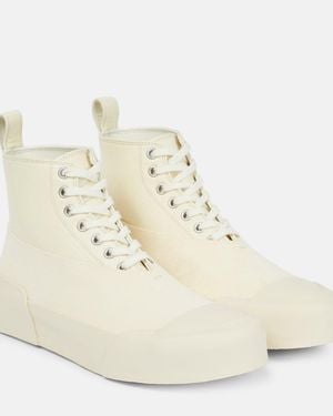 Jil Sander Leather High-Top Sneakers - Natural