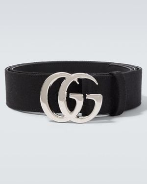 Gucci Guertel Flat Marmont Gg Aus Canvas - Schwarz
