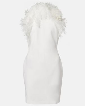 The Attico Feather-Trimmed Cady Minidress - White