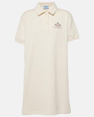 Prada Fleece Short-Sleeves Mini Dress - White