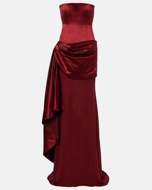 Alex Perry Vestido Bustier De Fiesta De Seda Drapeado - Rojo