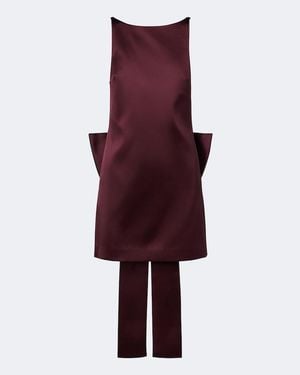 Self-Portrait Bow-Detail Satin Minidress - Purple