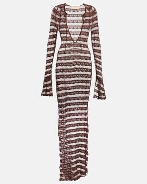 AYA MUSE Semi-sheer Lace Maxi Dress - White