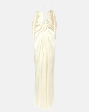 Victoria Beckham Cutout Crepe Satin Gown - White