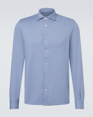 Fedeli Jason Cotton Jersey Shirt - Blue