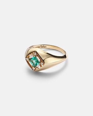 Suzanne Kalan Signet Mini 18Kt Ring With Emerald And Diamonds - White