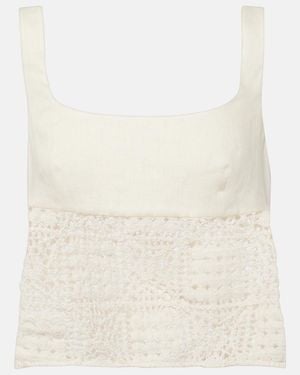 SIR. Rayure Linen Crop Top - Natural