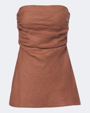 Faithfull the Brand Salina Linen Top - Brown