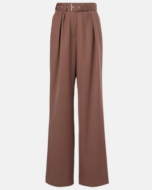 Dries Van Noten Belted Wool Gabardine Wide-Leg Pants - Brown