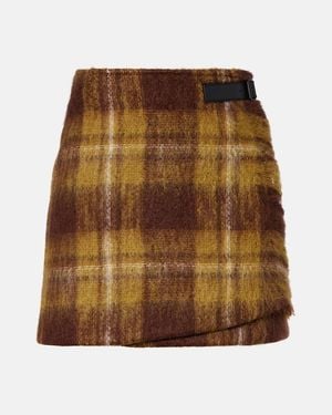 Loewe Checked Mohair And Wool Miniskirt - Brown