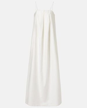 Adriana Degreas Solid Voluminous Draped Cotton Maxi Dress - White