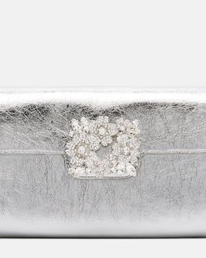 Roger Vivier Clutch Efflorescence Mini Aus Metallic-Leder - Grau