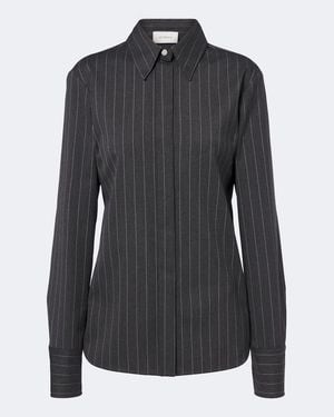 Sportmax Pinstriped Wool-Blend Shirt - Black