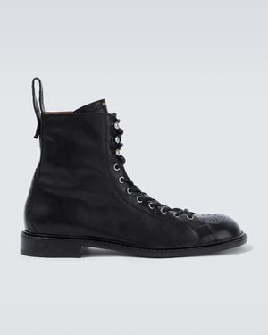 Versace Schnuerstiefel Billy Aus Leder - Schwarz