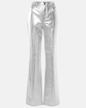 STAUD Chisel Faux Leather Straight-Leg Trousers - White