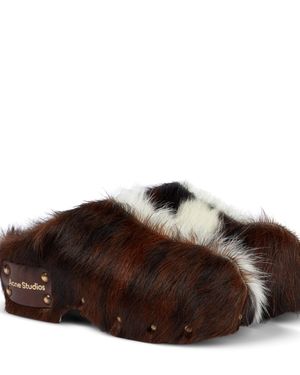 Acne Studios Calf Hair Clogs - Brown