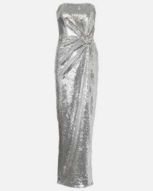 Roland Mouret Buckle-Detail Sequined Strapless Gown - Grey