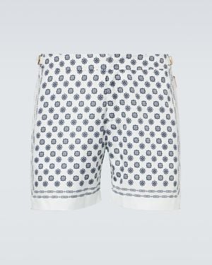 Orlebar Brown Bulldog Printed Swim Trunks - White