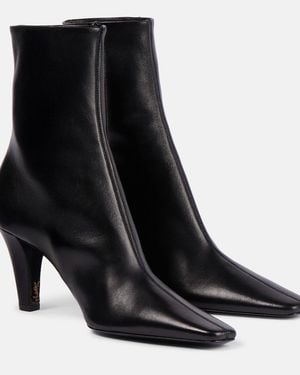 Saint Laurent Jill 75 Leather Ankle Boots - Black