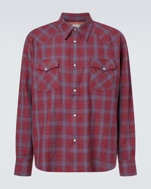 Visvim Hemd Four Cornes Aus Wolle Und Leinen - Lila
