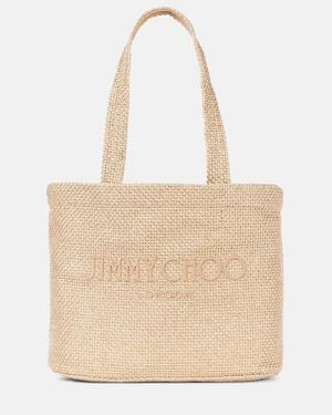 Jimmy Choo Beach Medium Embroidered Tote Bag - Natural