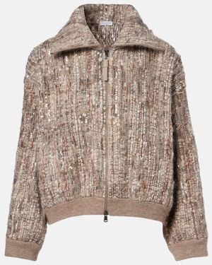 Brunello Cucinelli Cardigan Aus Einem Mohairgemisch Mit Pailetten - Braun