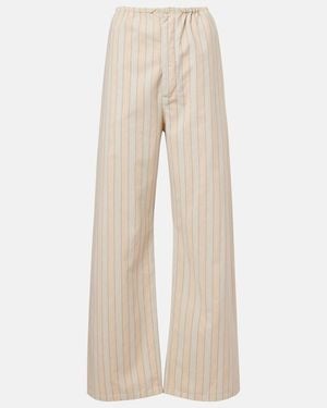 Maison Margiela Striped Cotton Wide-Leg Trousers - Natural