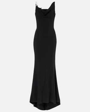 Mugler Metallic-Abendkleid Aus Krepp - Schwarz