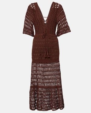Anna Kosturova Marissa Cotton Crochet Midi Dress - Purple