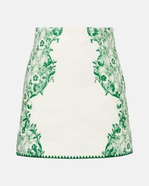 ALÉMAIS Printed Linen And Cotton Miniskirt - Green