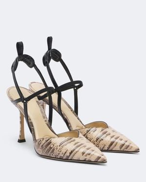 Fendi Colibri Snake-Effect Leather Slingback Pumps - Metallic