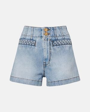 Zimmermann Indra High-Rise Denim Shorts - Blue