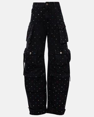 The Attico Fern Studded High-Rise Cargo Jeans - Blue
