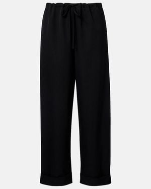 The Row Delano Wool Straight Pants - Black