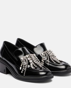 Jimmy Choo Tylor Embellished Leather Loafer Court Shoes - Black