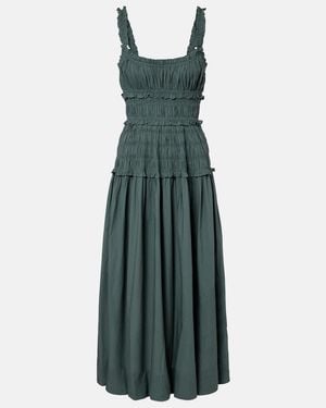 Doen Marianne Ruffled Cotton Poplin Midi Dress - Green