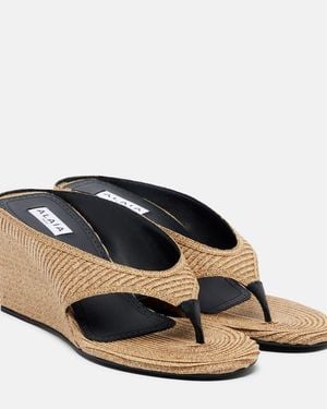 Ala&iuml;a Wedge-Sandalen Cube - Schwarz