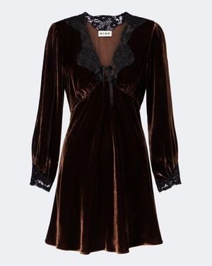 RIXO London Minikleid Carolina Aus Samt Mit Spitze - Schwarz