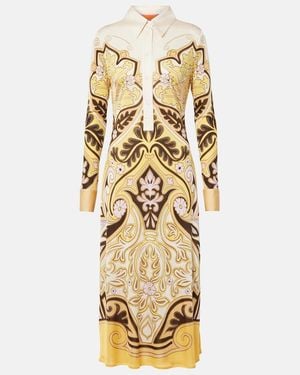 La DoubleJ Perry Printed Midi Dress - Metallic