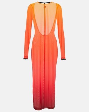 Courreges Gradient Semi-Sheer Midi Dress - Red