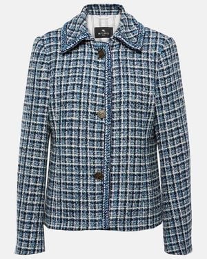 Etro Cotton-Blend Tweed Jacket - Blue