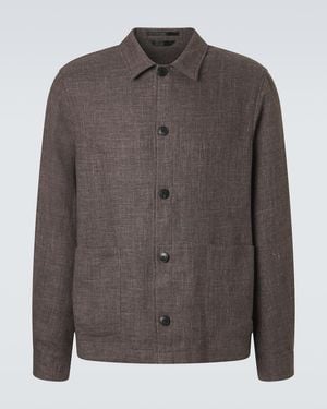 Sunspel Cotton And Linen Jacket - Brown
